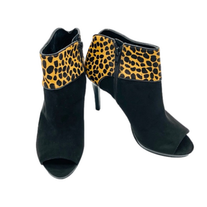 Nine West Booties Black Animal Print Size 6 1/2